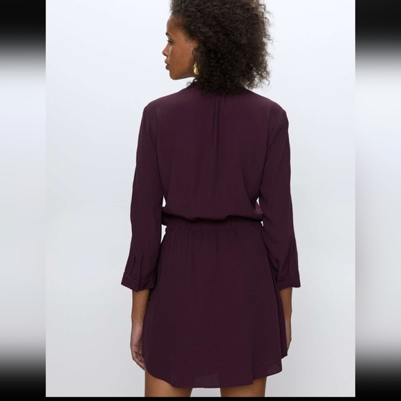 Aritzia Babaton Bennett 100% Silk 3/4 Sleeve Mini Dress Black Sz XS - Picture 3 of 16